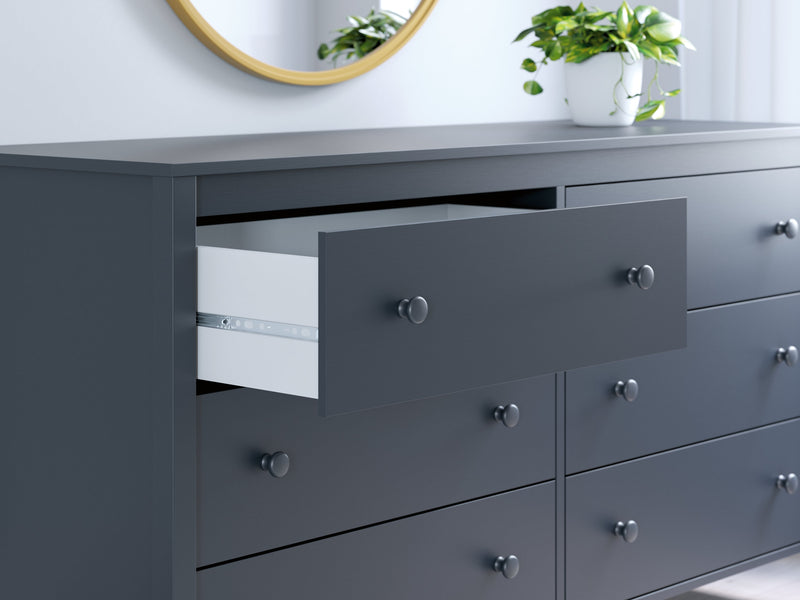 Simmenfort Twin Platform Bed with Dresser and 2 Nightstands in Navy Blue - PKG020617