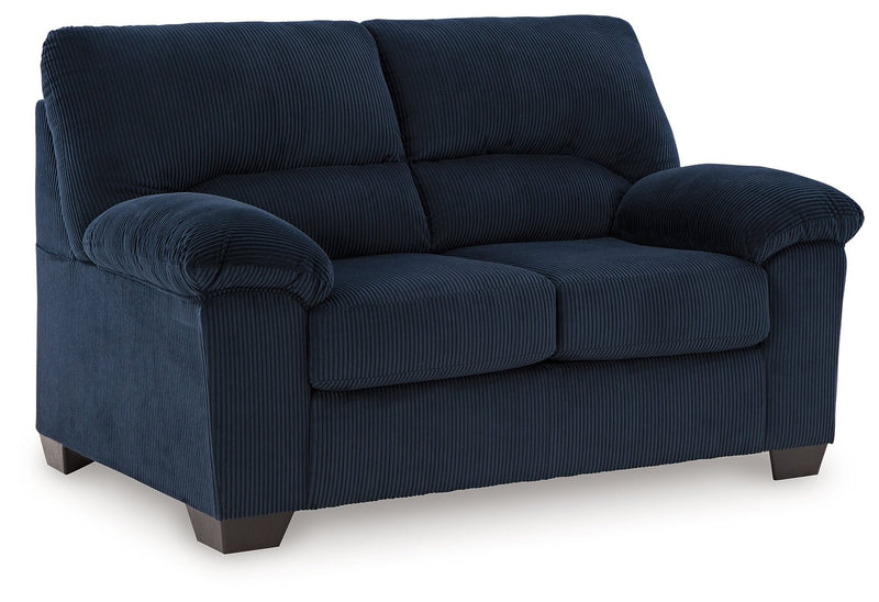 SimpleJoy Navy Loveseat - Lara FurnitureLoveseat
