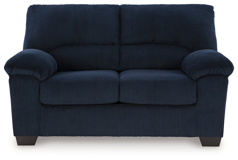 SimpleJoy Navy Loveseat - Lara FurnitureLoveseat
