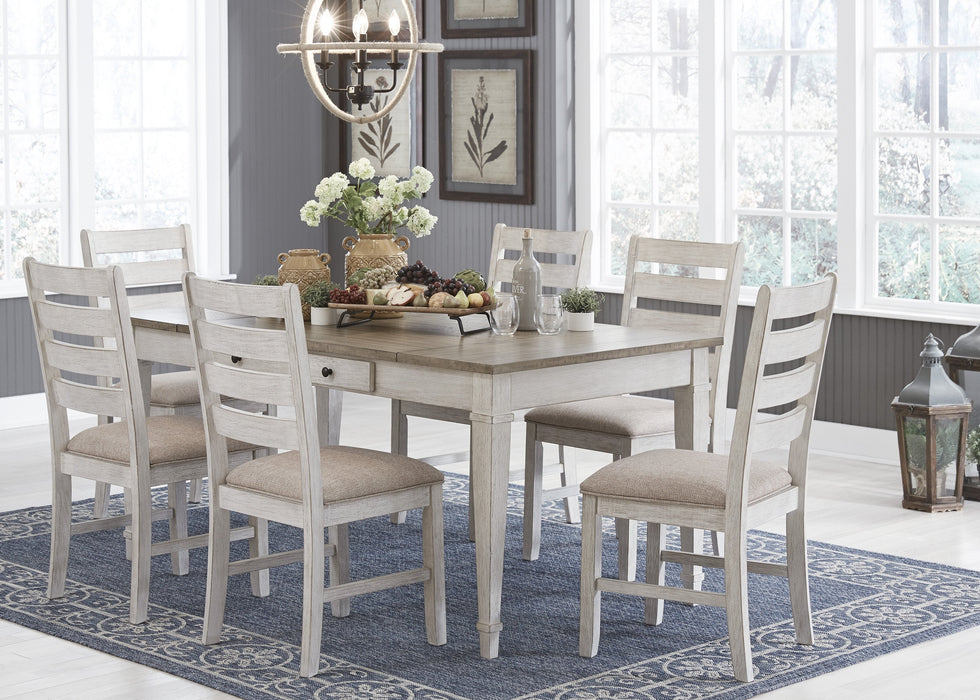 Skempton White - Light Brown Dining Room Set - Gate FurnitureDining Room Set