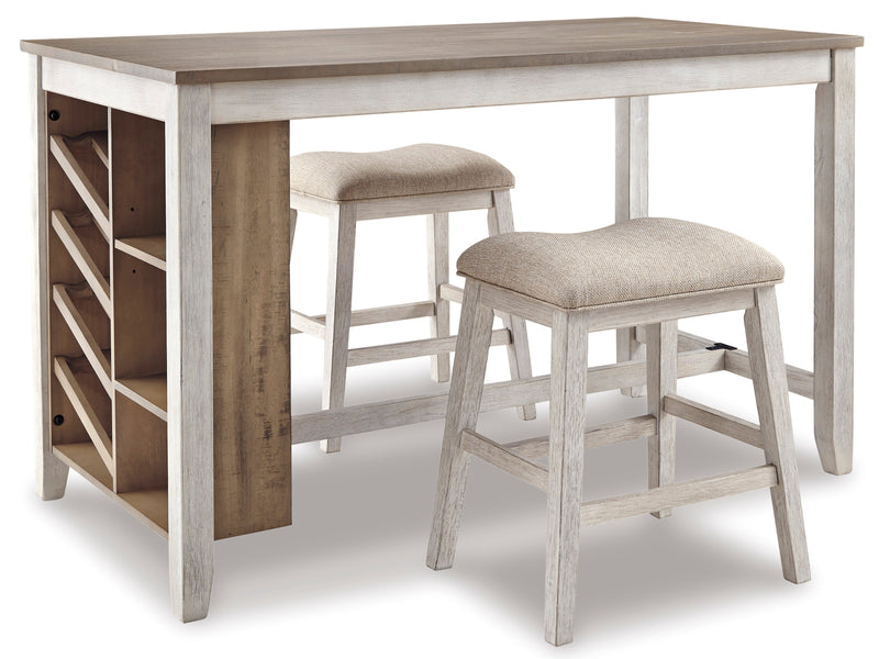 Skempton White/Light Brown 3 - Piece Counter Height Set w/ Stools - Lara FurnitureCounter Height Set