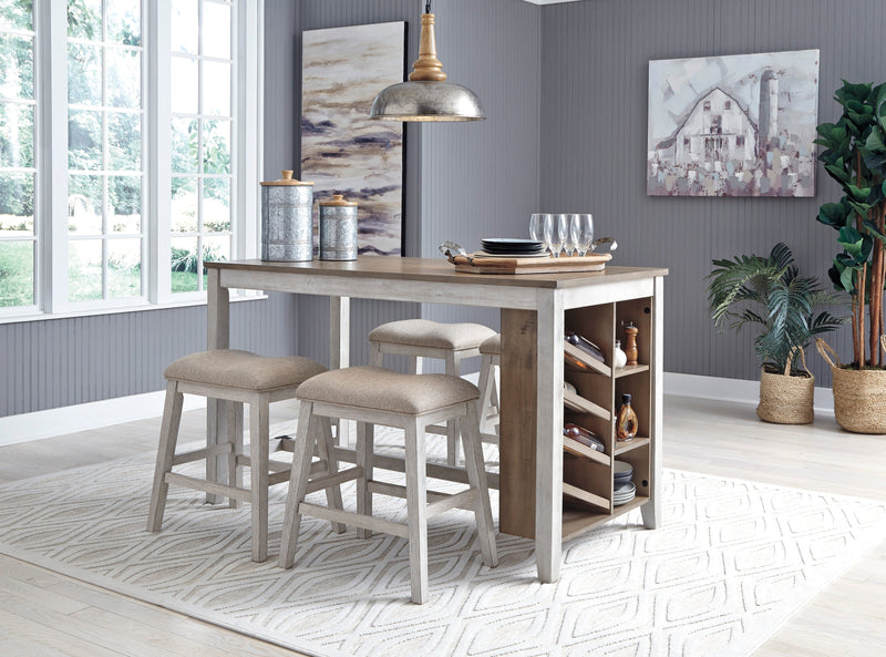 Skempton White/Light Brown 5 - Piece Counter Height Set w/ Stools - Lara FurnitureCounter Height Set