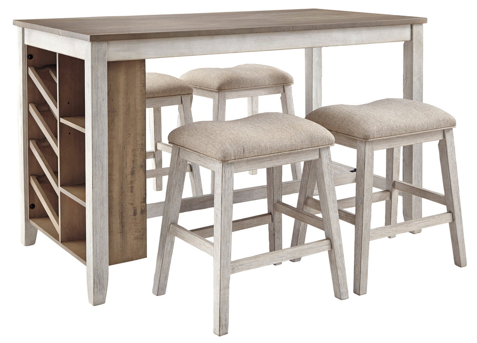 Skempton White/Light Brown 5 - Piece Counter Height Set w/ Stools - Gate FurnitureCounter Height Set