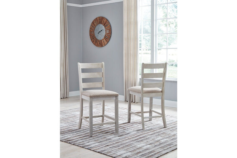 Skempton White/Light Brown Counter Height Bar Stool (Set of 2) - Lara FurnitureBarstool