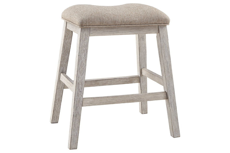 Skempton White/Light Brown Counter Height Bar Stool (Set of 2) - Lara FurnitureBarstool