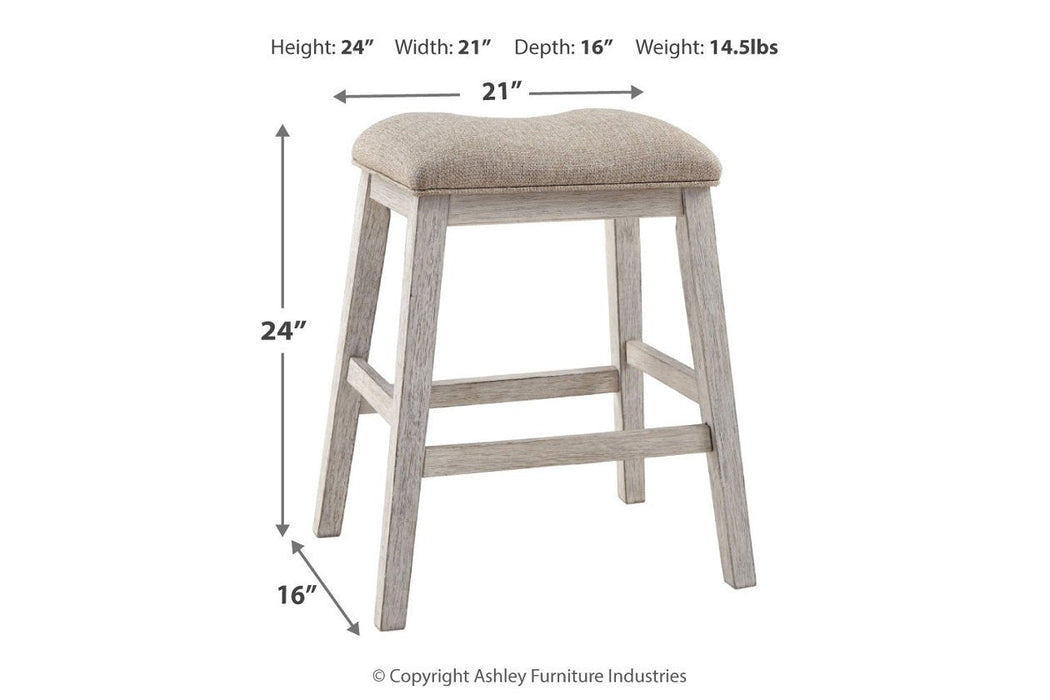 Skempton White/Light Brown Counter Height Bar Stool (Set of 2) - Gate FurnitureBarstool
