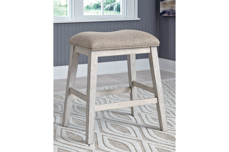 Skempton White/Light Brown Counter Height Bar Stool (Set of 2) - Lara FurnitureBarstool