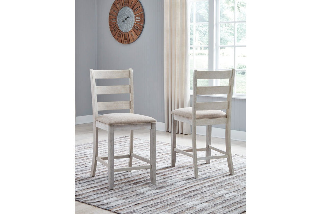 Skempton White/Light Brown Counter Height Bar Stool (Set of 2) - Gate FurnitureBarstool