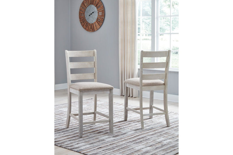 Skempton White/Light Brown Counter Height Bar Stool (Set of 2) - Lara FurnitureBarstool