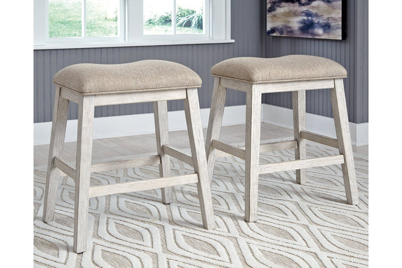 Skempton White/Light Brown Counter Height Bar Stool (Set of 2) - Lara FurnitureBarstool