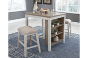 Skempton White/Light Brown Counter Height Dining Table and Bar Stools (Set of 3) - Gate FurnitureCounter Height Table