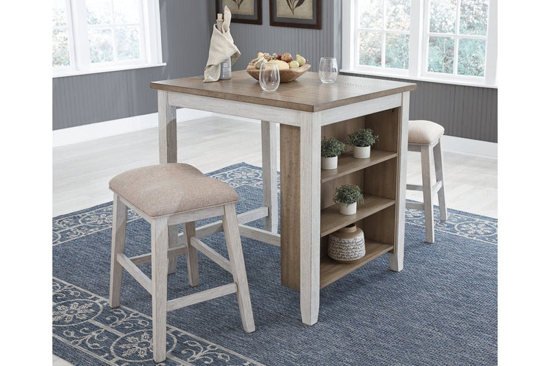Skempton White/Light Brown Counter Height Dining Table and Bar Stools (Set of 3) - Lara FurnitureCounter Height Table