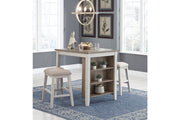 Skempton White/Light Brown Counter Height Dining Table and Bar Stools (Set of 3) - Lara FurnitureCounter Height Table
