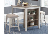 Skempton White/Light Brown Counter Height Dining Table and Bar Stools (Set of 3) - Lara FurnitureCounter Height Table