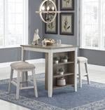 Skempton White/Light Brown Counter Height Dining Table and Bar Stools (Set of 3) - Lara FurnitureCounter Height Table