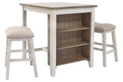Skempton White/Light Brown Counter Height Dining Table and Bar Stools (Set of 3) - Lara FurnitureCounter Height Table