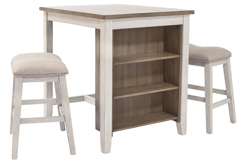 Skempton White/Light Brown Counter Height Dining Table and Bar Stools (Set of 3) - Lara FurnitureCounter Height Table