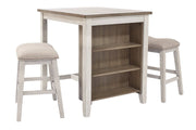 Skempton White/Light Brown Counter Height Dining Table and Bar Stools (Set of 3) - Gate FurnitureCounter Height Table