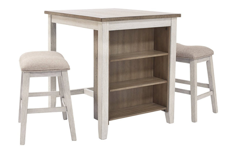 Skempton White/Light Brown Counter Height Dining Table and Bar Stools (Set of 3) - Lara FurnitureCounter Height Table