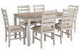 Skempton White/Light Brown Dining Table and Chairs (Set of 7) - Gate FurnitureDining Room Set