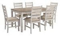 Skempton White/Light Brown Dining Table and Chairs (Set of 7) - Gate FurnitureDining Room Set