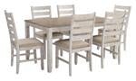 Skempton White/Light Brown Dining Table and Chairs (Set of 7) - Lara FurnitureDining Room Set