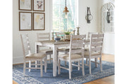 Skempton White/Light Brown Dining Table and Chairs (Set of 7) - Lara FurnitureDining Room Set