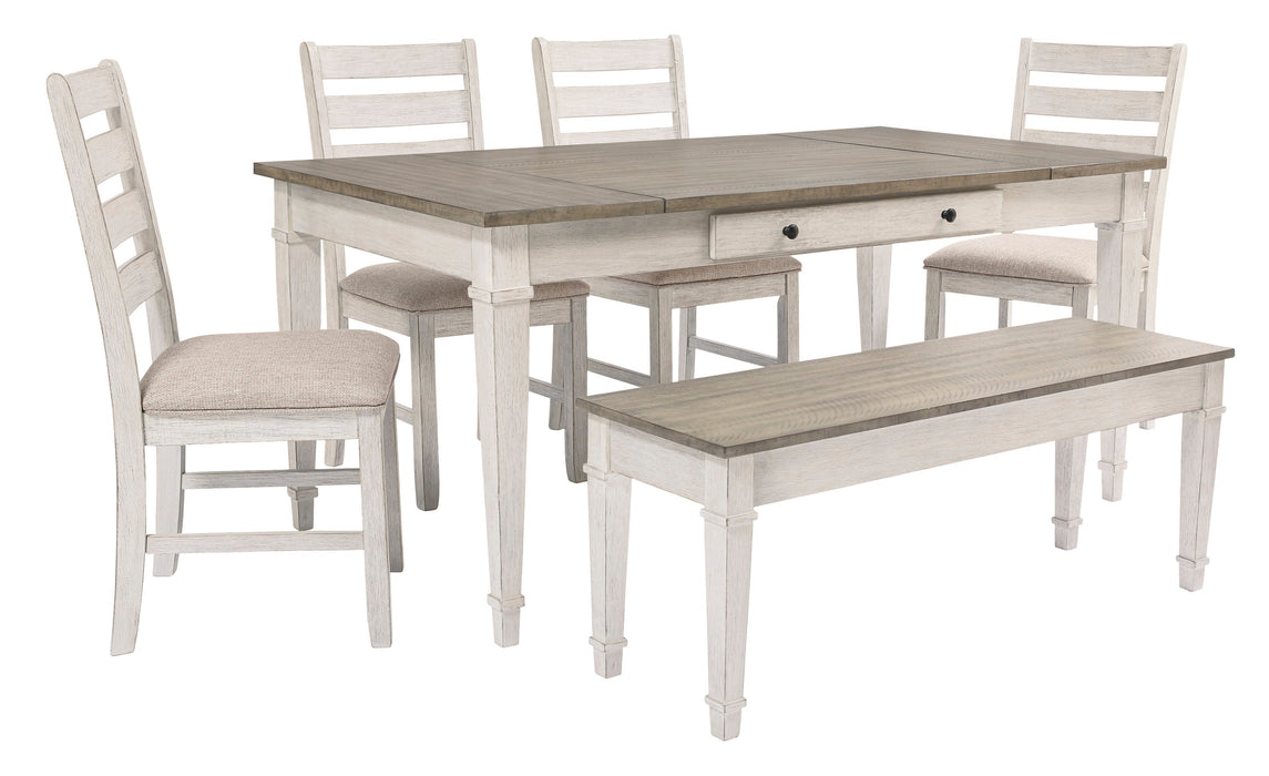 Skempton White/Light Brown Rectangular Dining Set - Gate FurnitureDining Room Set