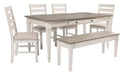 Skempton White/Light Brown Rectangular Dining Set - Gate FurnitureDining Room Set