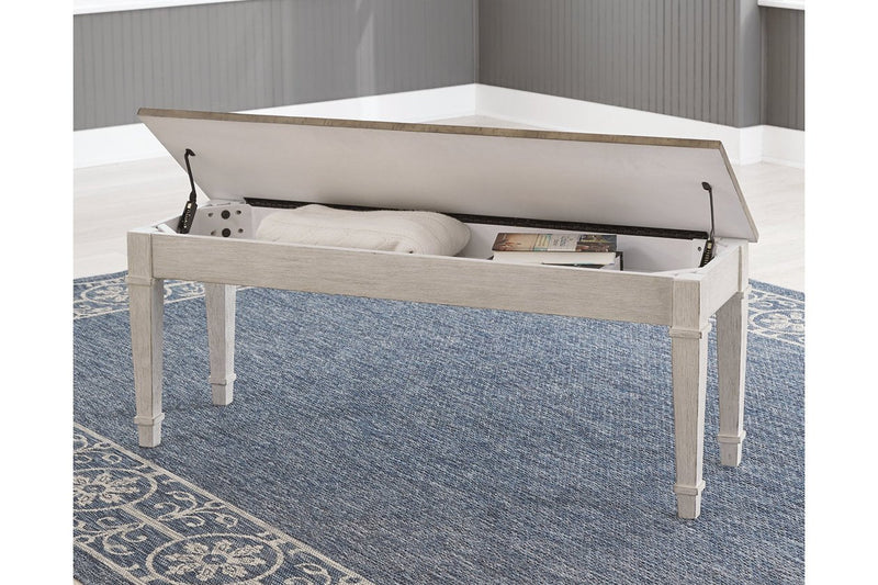Skempton White/Light Brown Storage Bench - Gate FurnitureAccent Bench