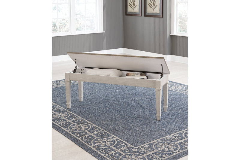 Skempton White/Light Brown Storage Bench - Gate FurnitureAccent Bench