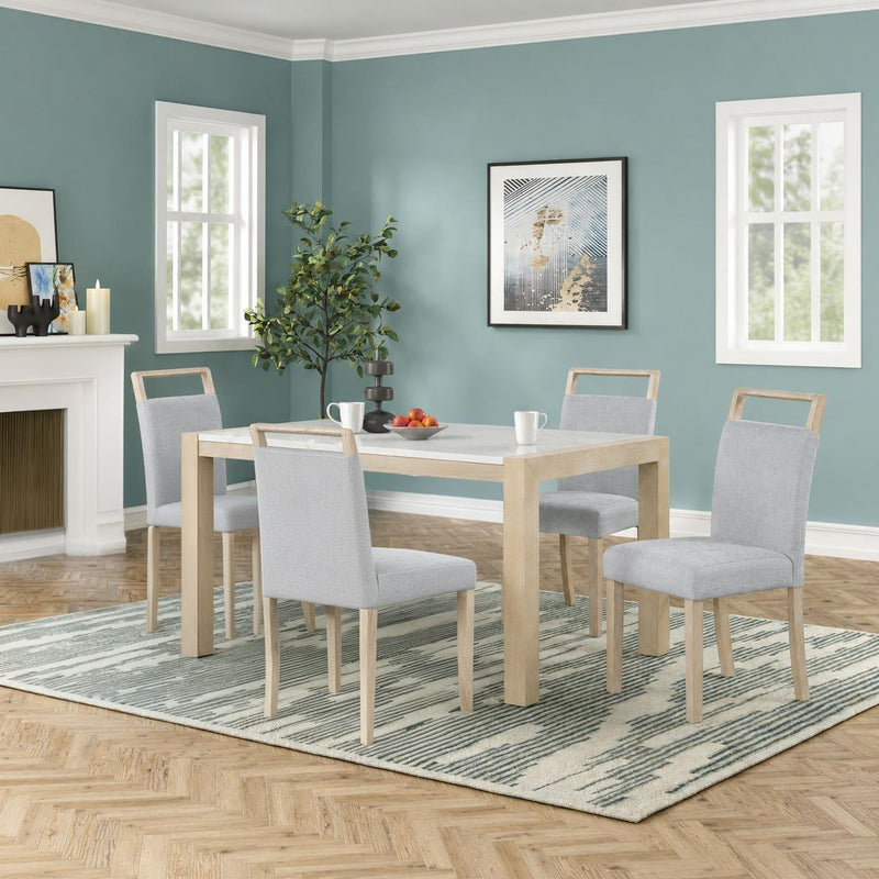 Skyla - White & Gray 5PC Dining Set, Table & 4 Chairs - D214-5PC-Set