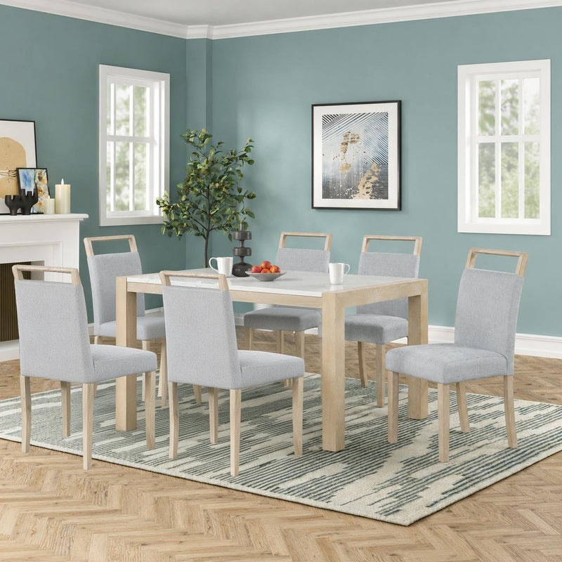 Skyla - White & Gray 7PC Dining Set, Table & 6 Chairs - D214-7PC-Set