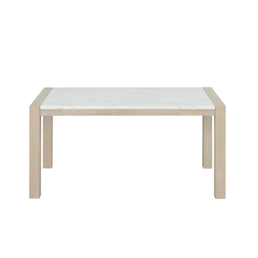 Skyla - White & Oak Rectangular Shape Dining Table with Faux Marble Top - D214-Table