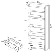 Skylar 71-inch 5-shelf Bookcase with Drawer Cappuccino - 800905