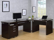 Skylar L-Shape Desk with Mobile File Cabinet Cappuccino - 800891-S4