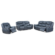 Sloane 3-piece Upholstered Reclining Sofa Set Blue - 610271-S3