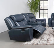 Sloane Upholstered Padded Arm Reclining Loveseat Blue - 610272
