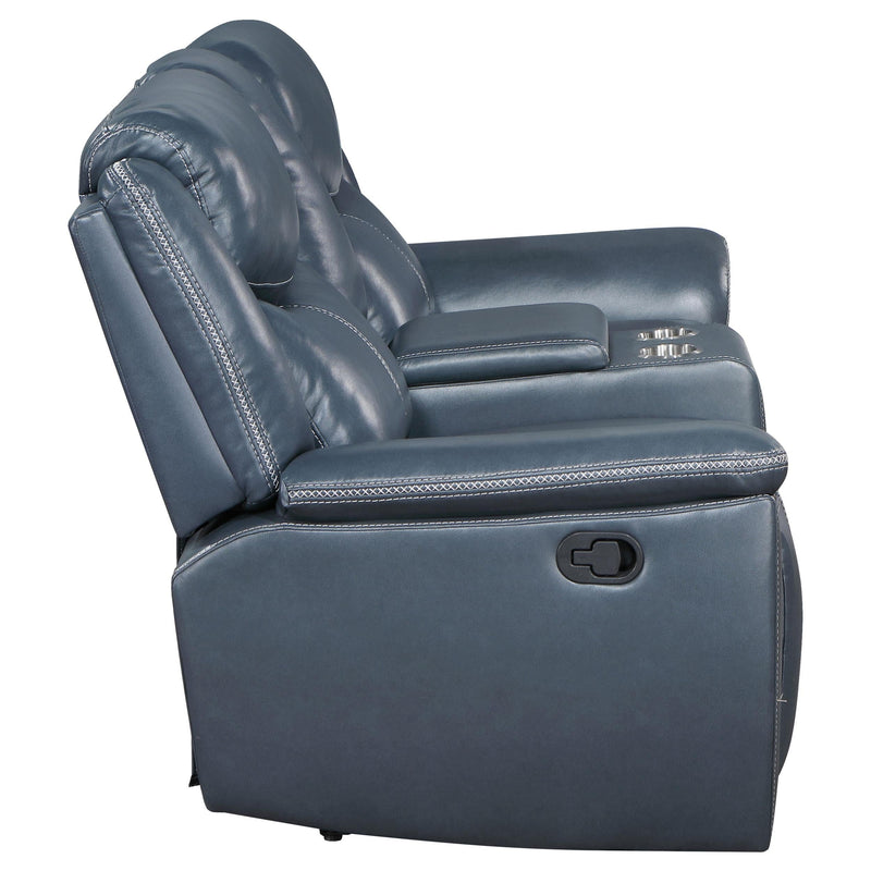 Sloane Upholstered Padded Arm Reclining Loveseat Blue - 610272