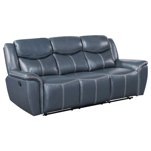 Sloane Upholstered Padded Arm Reclining Sofa Blue - 610271