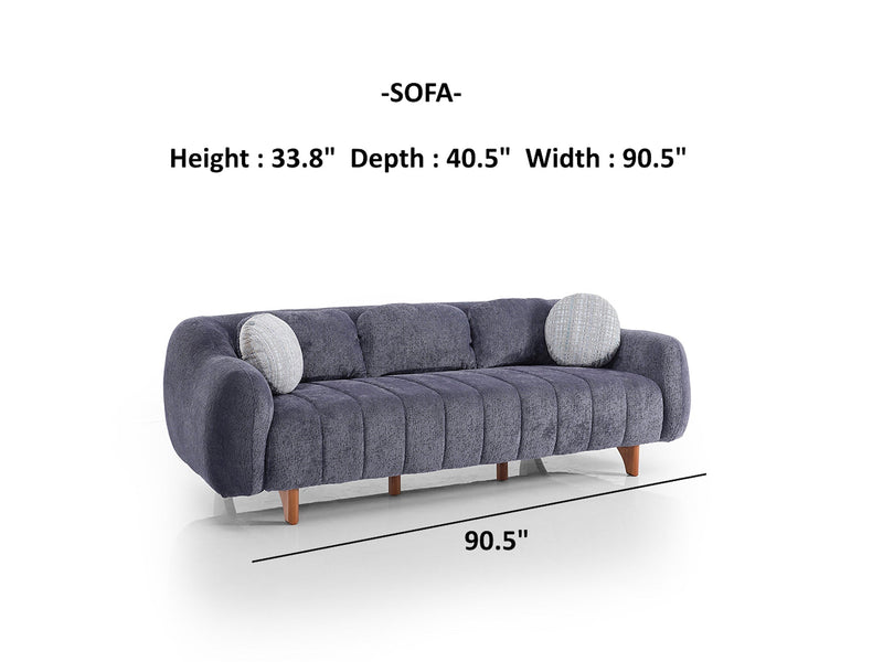Snowy 3-pieces (Sofa & Loveseat & Swivel Chair) Livingroom Set Anthracite in Anthracite - 101-SNO-ROMAA-321
