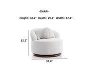 Snowy 3-pieces (Sofa & Loveseat & Swivel Chair) Livingroom Set Cream in Cream - 101-SNO-ROMAC-321