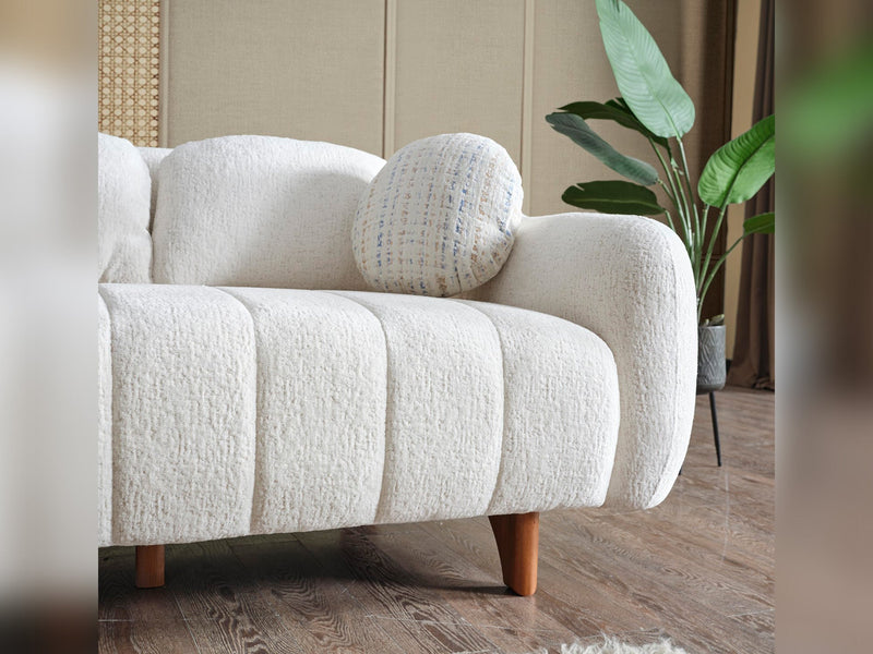 Snowy 3-pieces (Sofa & Loveseat & Swivel Chair) Livingroom Set Cream in Cream - 101-SNO-ROMAC-321