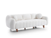Snowy 3-pieces (Sofa & Loveseat & Swivel Chair) Livingroom Set Cream in Cream - 101-SNO-ROMAC-321