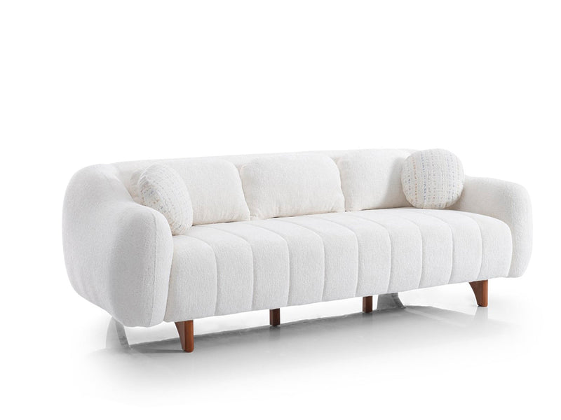 Snowy 3-pieces (Sofa & Loveseat & Swivel Chair) Livingroom Set Cream in Cream - 101-SNO-ROMAC-321