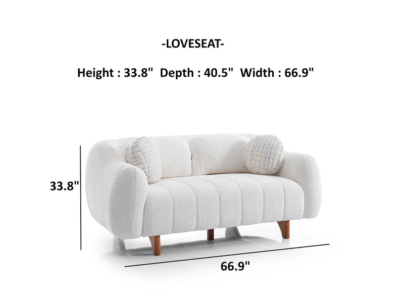 Snowy 3-pieces (Sofa & Loveseat & Swivel Chair) Livingroom Set Cream in Cream - 101-SNO-ROMAC-321