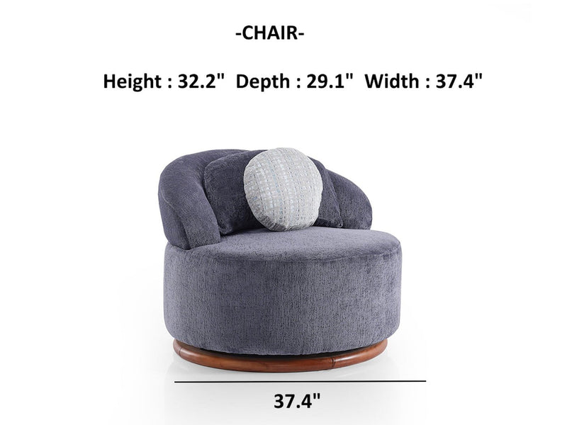 Snowy 37.4" Wide Swivel Armchair - Standard Accent Chairs