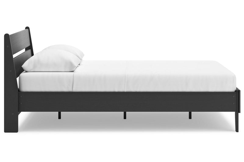 Socalle Black Queen Panel Platform Bed - Lara FurnitureQueen Bed