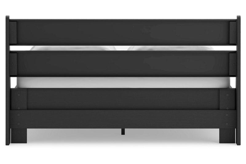 Socalle Black Queen Panel Platform Bed - Lara FurnitureQueen Bed