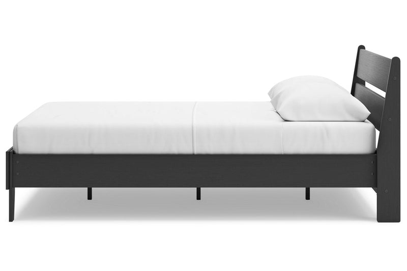 Socalle Black Queen Panel Platform Bed - Lara FurnitureQueen Bed
